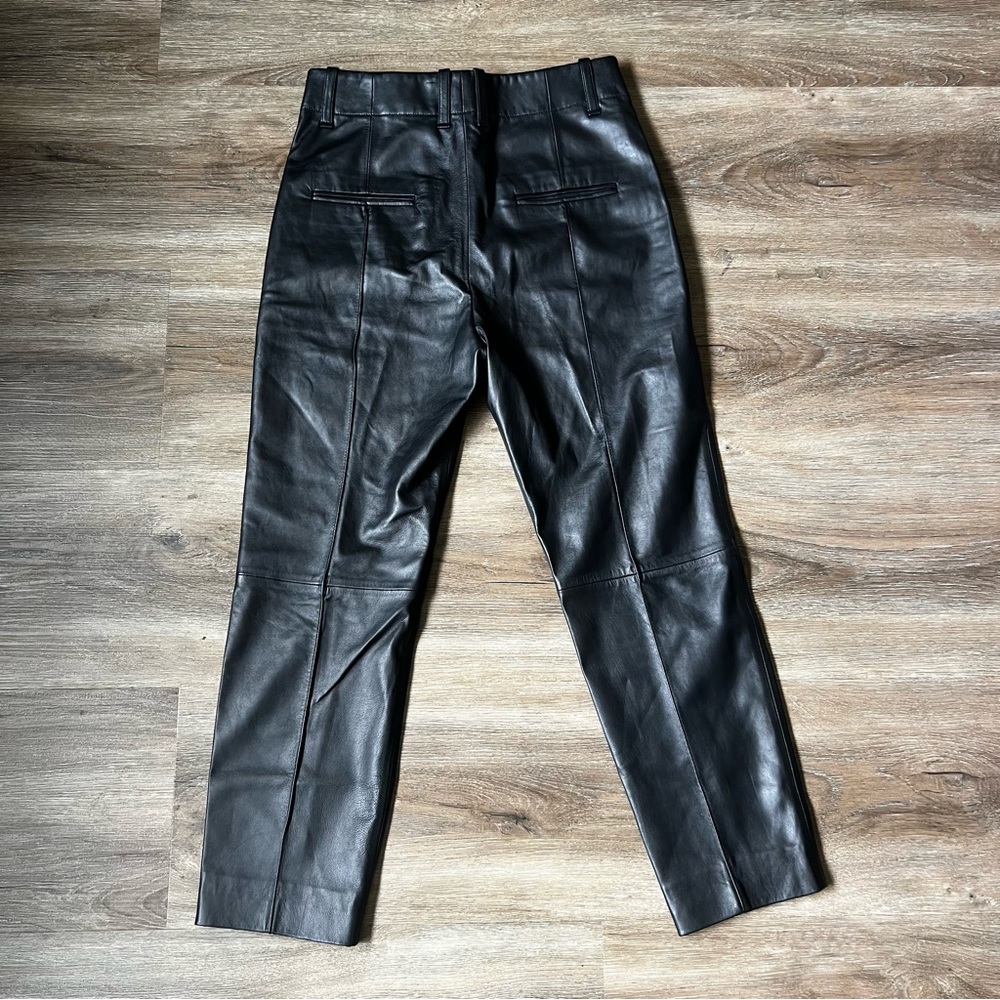 Vince Black Leather High Waisted Pleated Pants Size 4 - Picture 5 of 9